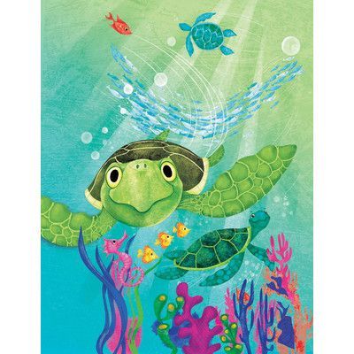 Turtle Rescue, Sea Turtle Painting, Mermaid Canvas, Monster Illustration, Turtle Painting, Kids Wall Decor, Marmont Hill, Paper Coaster, Square Paper