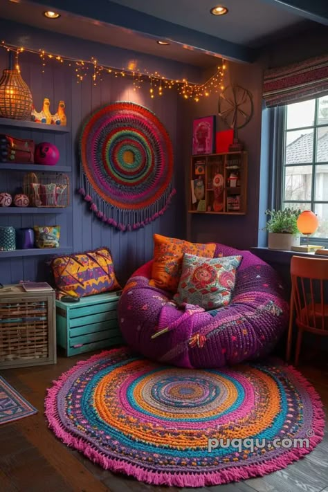 Whimsical Home Decor Ideas: Add Magic to Your Living Space - Puqqu Hippie Apartment, Hippy House, Hippie Living Room, Whimsical Home Decor, Bohemian Style Decor, Hippie Living, Whimsical Home, Hippie Decor, Bohol