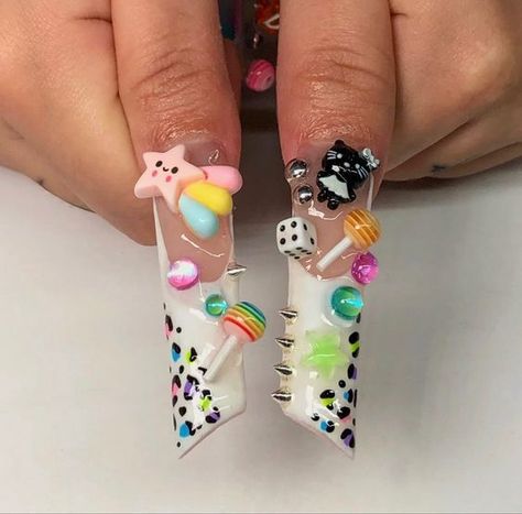 Purgatory Nails, White Cheetah Print, Cheetah Print Nails, Junk Nails, Bears Nails, Really Cute Nails, Kawaii Nails, Hot Nails, Fabulous Nails