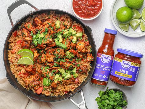 Fody Foods: Low FODMAP Chipotle Chicken Quinoa Skillet Recipe Fodmap Recipes Dinner, Low Fodmap Recipes Dinner, Chicken Quinoa, Chipotle Chicken, Skillet Chicken, Low Fodmap Recipes, Skillet Meals, Low Fodmap, Fodmap Recipes