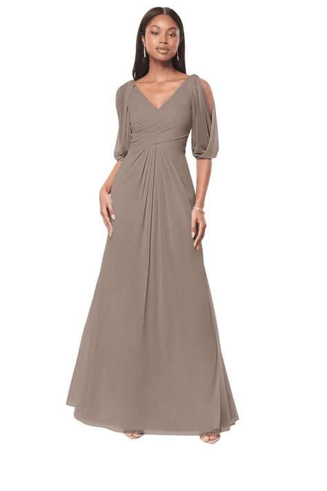 Taupe Mother Of The Groom Dresses, Taupe Mother Of The Bride Dresses, Taupe Dress Outfit Wedding, Greek Fairy, Taupe Gown, Mother Of Groom Outfits, Taupe Bridesmaid, Mother Of The Bride Plus Size, Taupe Bridesmaid Dresses