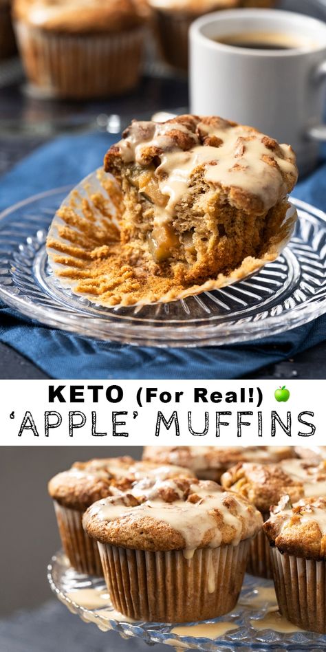 Low Carb & Keto Apple Muffins #keto #ketorecipes #ketodiet #lowcarb #sugarfree #apple #muffins Keto Apple Muffins, Low Carb Low Fat Recipes, Postre Keto, Apple Muffins, Apple Dessert Recipes, Low Carb Low Sugar, Lost 100 Pounds, Best Low Carb Recipes, Low Sugar Recipes