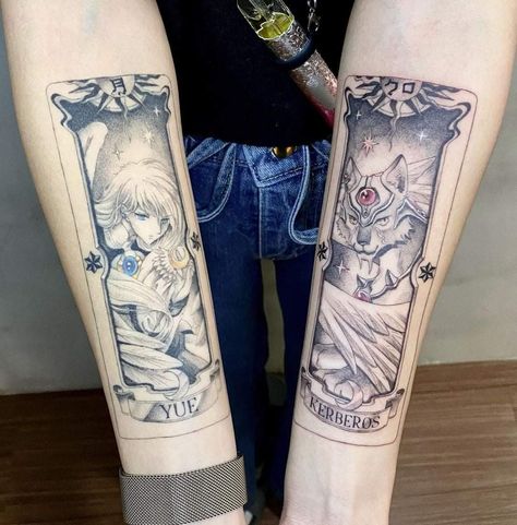 Anime Tattoos Color, Card Captor Tattoo, Discrete Tattoo, Digimon Tattoo, Sakura Tattoo, Geek Tattoo, Kawaii Tattoo, Anime Tattoo, Card Tattoo