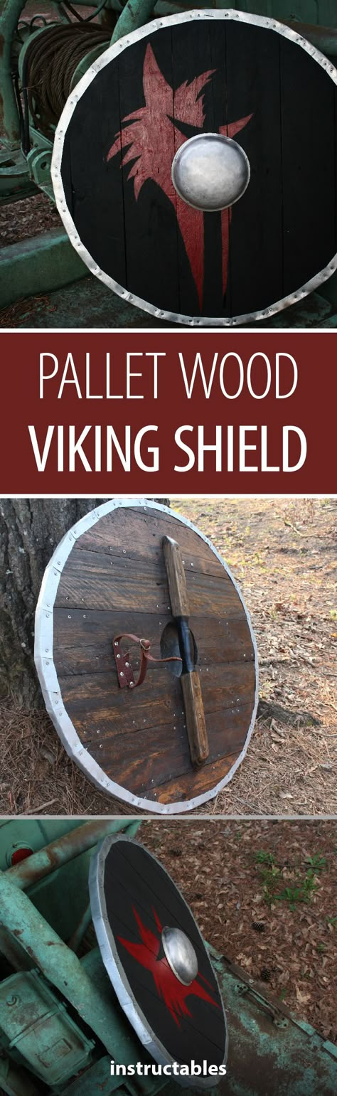 Norse Craft Ideas, Viking Diy Decor, Viking Mandalorian, Viking Woodworking, How To Make A Viking Shield, Diy Viking Shield Cardboard, Wooden Shield Diy, Viking Shield Diy, Larp Shield