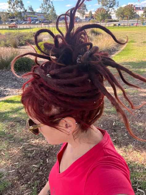 Red dreads. Bangs. Dreadlock Bangs, Dreads Bangs, Red Dreadlocks, Red Dreads, Natural Dreads, Hair Inspo, Bangs, Dreadlocks, My Style