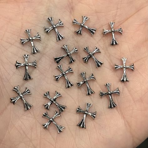 Cross Nail Charm, Nails Looks, Nail Specialist, Charm Nails, Cross Nails, Nail Charm, Pink Painting, Metal Cross, Makeup Mirrors