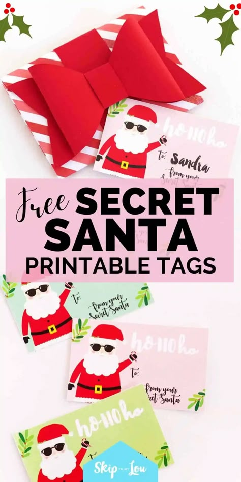 Free Printable Secret Santa Tags Secret Santa Tags, Secret Santa Messages, Secret Santa Note, Secret Santa Gift Tags, Secret Santa Printable, Christmas Tags To Print, Santa Christmas Tags, Santa Tags, Free Christmas Tags Printable