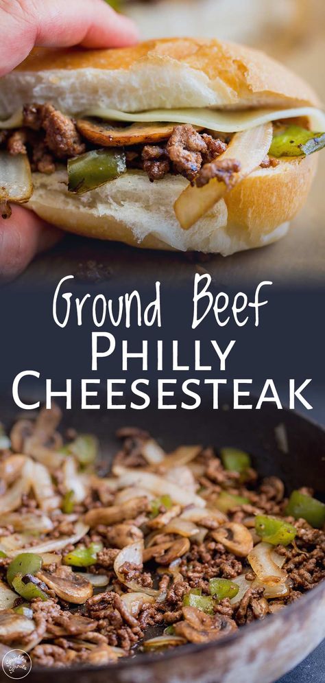 Ground Beef Philly, Philly Cheese Steak Sandwich Recipe, Cheese Steak Sandwich Recipe, Hoagie Sandwiches, Ww Lunch, Philly Cheese Steak Sandwich, Cheesesteak Sandwich, Philly Cheesesteaks, Steak Sandwich Recipes