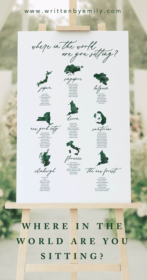 Country Table Names Wedding, Wedding Sitting Plan Ideas, Travel Theme Wedding Table Names, Seating Chart Map Wedding, Destination Table Names Wedding, Travel Themed Wedding Tables, Map Table Plan Wedding, Unique Table Plan Wedding, Travel Table Plan Wedding