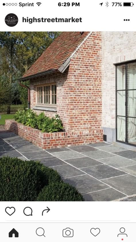 Stone Patio Designs, Bluestone Patio, Reclaimed Brick, Belgian Style, Red Brick House, Brick Exterior House, Hus Inspiration, Design Exterior, Patio Stones