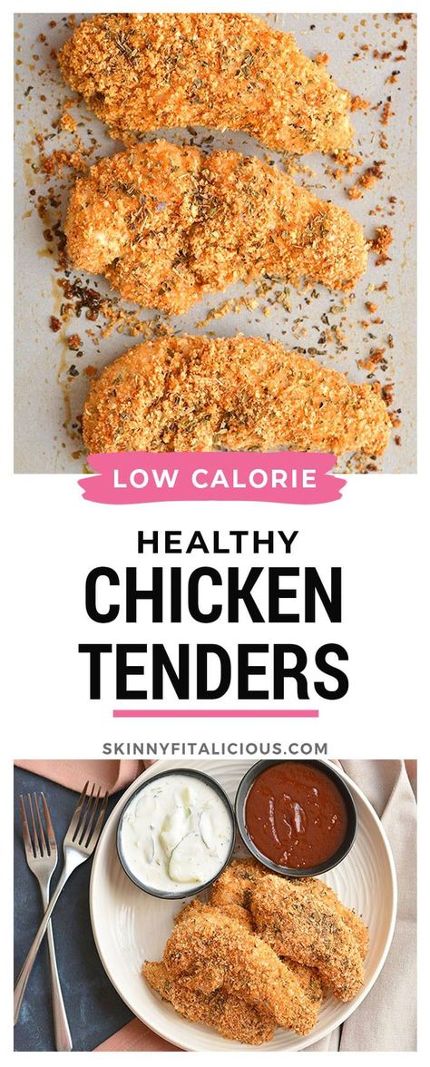 Low Cal Fried Chicken, Healthy Chicken Fingers Air Fryer, Low Calorie Dinner For Picky Eaters, Low Calorie Breaded Chicken, Healthy Chicken Recipes Low Calorie, Chicken Strip Recipes Healthy, Low Calorie Chicken Tender Recipes, Low Cal Chicken Tenders, Low Cal Sauces For Chicken