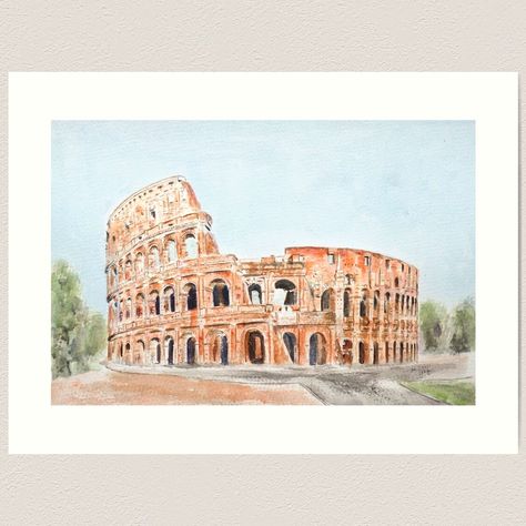 Lightly textured 100% cotton paper. Gallery quality vibrant prints with white border for easy framing. Multiple standard sizes offered. Additional sizes are available. Colosseum Watercolor, Rome Poster, Rome Colosseum, Background Sticker, Italy Rome, Background Art, Travel Board, Rome Italy, Smooth Background