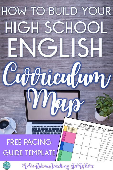 Download this free template to help you build a pacing guide for your high school English curriculum.  Whether you're creating a curriculum from scratch or just updating some older documents, this template will help keep student-centered instruction at the top of your list and also help you build inquiry units driven by essential questions. Homeschool High School English Curriculum, Ela Lesson Plans High School, Curriculum Writing, High School Ela Classroom, High School English Lesson Plans, High School English Teacher, High School English Lessons, Curriculum Map, High School English Classroom