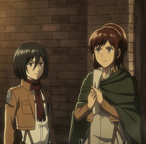 Anime Duos Best Friends, Mikasa X Sasha, Sasha And Mikasa, Mikasa And Sasha, Sasha Blouse, Sasha Braus, Aot Characters, Cartoon Painting, Wallpaper Animes