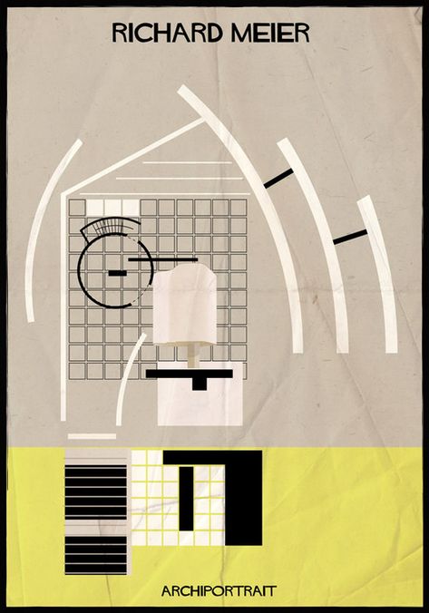 The Latest Illustration from Federico Babina: ARCHIPORTRAIT,Richard Meier. Image Courtesy of Federico Babina Richard Meier Architecture, Federico Babina, Lebbeus Woods, Daniel Libeskind, Louis Kahn, Richard Meier, Richard Neutra, Steven Holl, Architect Drawing