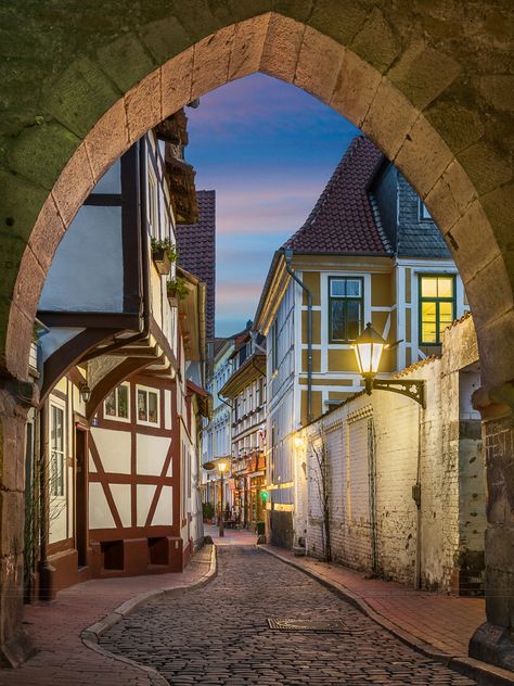 Germany Old Town, Lower Saxony, Glass Print, Old Street, Fine Arts Posters, Art Of Living, Most Beautiful Places, Night In, Old Town