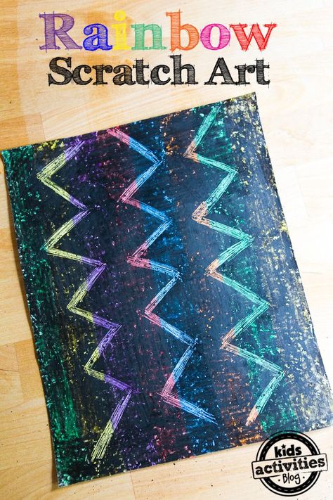 Rainbow Scratch Art Rainbow Scratchboard Art, Scratchboard Art Easy, Wax Crayon Art, Crayon Activities, Resist Art, Watercolor Resist, Fun Watercolor, Crayon Crafts, Black Crayon