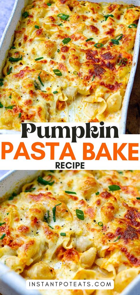 Make your fall dinner extra special with this simple and delicious pumpkin pasta bake! Creamy, cheesy, and baked to golden perfection, it's the ultimate comfort food for chilly nights. Try this easy recipe and fall in love with autumn flavors! #FallRecipes #PumpkinBaking Fall Pasta Bake Recipes, Baked Pumpkin Pasta, Fall Pasta Bake, Pumpkin Cooking, Pumpkin Pasta Bake, Instant Pot Pumpkin, Pressure Cooker Pasta, Fall Pasta, Creamy Pasta Bake