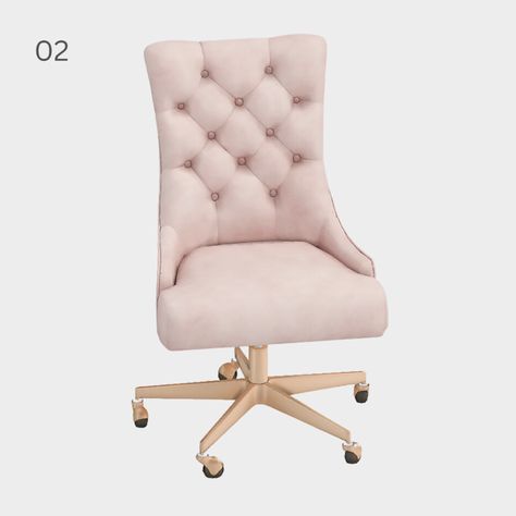 F a r f a l l a ☁️: SimsTuber Gaming Setup CC Finds ♡ ༄ pc... Pink Office Chair, Sims 4 Tsr, Marble Desk, Pink Furniture, Tumblr Sims 4, Functional Desk, Pc Desk, Gaming Controller, Work Chair