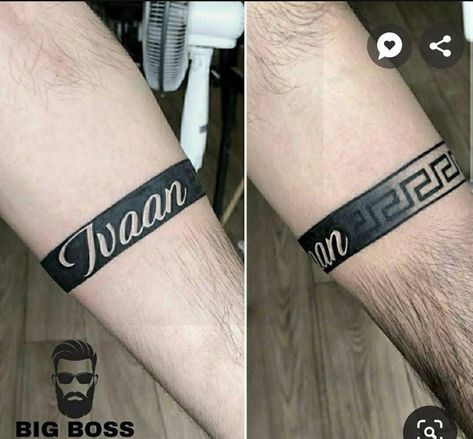 Band Tattoo With Name, Tattoos Pulseras, Tattoo For Boys, Ankle Band Tattoo, Bracelet Tattoo For Man, Boss Tattoo, Band Tattoos For Men, Tattoo Band, Unique Tattoos For Men