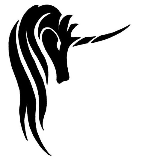 Tribal Unicorn Unicorn Tattoo Designs, Unicorn Stencil, Unicorn Tattoos, Black Unicorn, Horse Silhouette, Horse Tattoo, Unicorn Art, Tattoo Flash, Horse Art