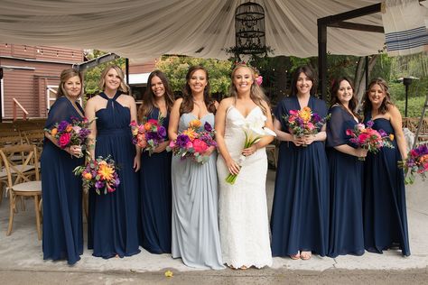 Navy Bridesmaid Dress Colorful Flowers, Navy Bridesmaid Dresses Mismatched, Mismatched Navy Bridesmaid Dresses, Navy Blue Bridesmaids Dresses, Bridesmaid Dresses Mismatched, Bridesmaids Blue, Dark Blue Bridesmaid Dresses, Blue Bridesmaids Dresses, Navy Blue Bridesmaid