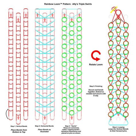 Loom Bracelet Patterns Rubber Band Step By Step, Loom Band Tutorials, Rubber Band Loom Patterns, Rainbow Loom Patterns Step By Step, Rainbow Loom Tutorials Step By Step, Loom Bands Instructions, Loom Band Patterns Instructions, Loom Animals, Loom Bands Tutorial