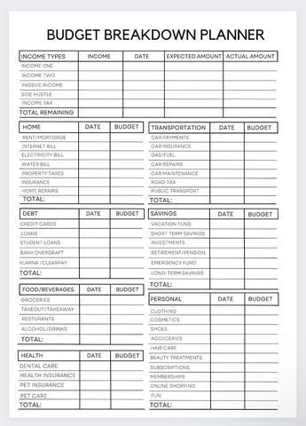 Budget Breakdown Planner,Financial planning,Paycheck Budget,Finance Binder,Savings tracker,Finance,Financial planning,Biweekly Budget Budget By Paycheck Template, Budget Categories Printable, Budget List Ideas, Saving Plan Biweekly, Bill Budget Planner, Financial Planning Templates, Free Printable Budget Worksheet, Weekly Budget Planner Printable Free, Bills Organization Ideas Monthly Budget