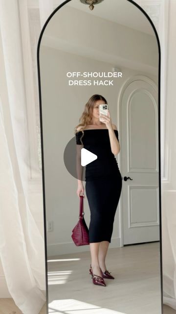 Kristina Kacheeva on Instagram: "OFF-SHOULDER DRESS HACK
You’ll need:
1. strapless dress
2. tank top (matching color)

-turn the tank top inside out
-pull the arms through the straps 
-pull the head through 
-adjust the top over the shoulders 
-done! 
Follow for more style tips! #styletip #hack #hacks #stylehack #clothinghacks #fashionhacks #fashionhack #stylehacks #styletips #fashiontips #girlhacks #girltips #diyfashion #diyhacks #clothinghack #dresshack #offshoulderdress #howtostyle #fashiongram #americanstyle #style #styleinspo #ootdgals #ootdsubmit #lifehack #lifehacks #personalstylist #stylist #waystowear" Dress Hack, Scarf Wraps, Girl Tips, Clothing Hacks, Style Tips, The Head, Personal Stylist, Diy Fashion, Follow For More