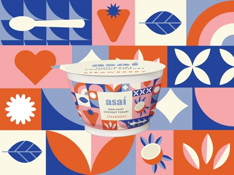 Yogurt Brands, Yogurt Packaging, Coconut Ginger, Ice Cream Packaging, Vegan Yogurt, Vegan Snacks, Graphic Design Branding, Brand Packaging, Vector Pattern