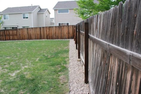 Rock Border Along Fence, Rock Border, Edging Ideas, Lawn Maintenance, Chain Link Fence, Wood Fence, Fence Design, The Fence, Mulch