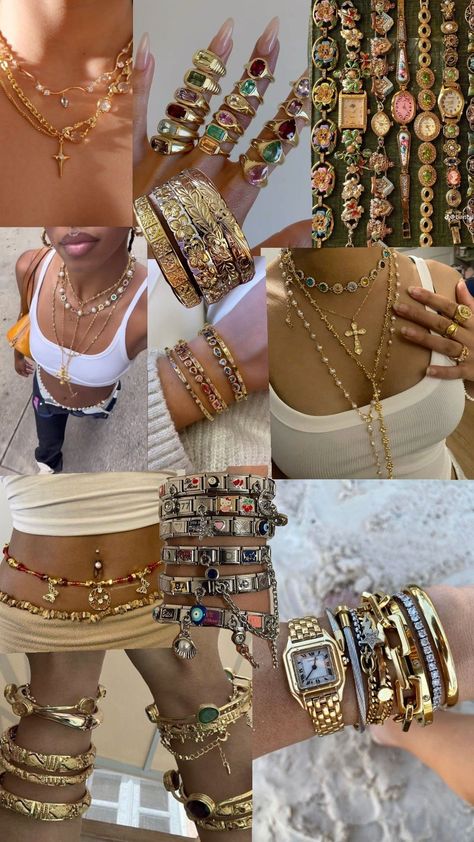 Chunky Gold Jewelry, Ahs Style, Xoxo Jewelry, Jewelry Stack, Dope Jewelry Accessories, Earthy Jewelry, Jewelry Accessories Ideas, Dope Jewelry, Chunky Jewelry