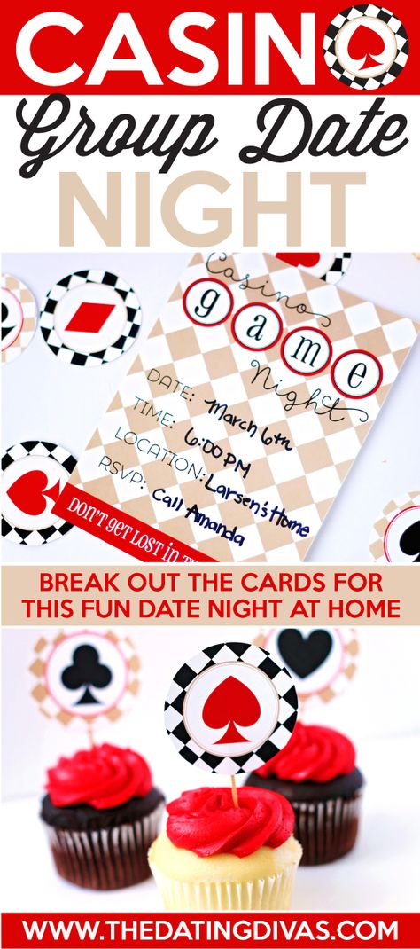 Super cute, Perfect to turn into a Couples Shower idea! We LOVE playing cards! www.TheDatingDivas.com Casino Date Night, Inexpensive Dates, Couples Game Night, Inexpensive Date, Cute Date Night, Group Dates, Night Games, James D'arcy, Cute Date