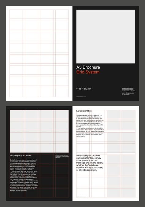 Image shows A5 brochure grid system with visible grids Grid Design Layout, Grid Graphic Design, Booklet Design Layout, A5 Booklet, Grid Poster, Magazine Design Cover, Typographic Layout, Indesign Layout, Graphic Design Posters Layout