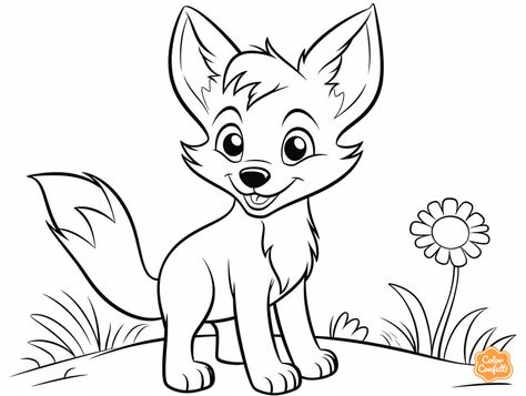 illustration of Coyote coloring adventure Desert Creatures, Coyote Drawing, Coyote Pup, Safari Adventure, Into The Wild, Wild Animals, Free Kids, Coloring Pages For Kids, Preschool Activities