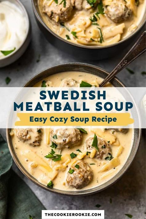 Meatballs Egg Noodles, Swedish Meatball Soup, Meatball Soup Crockpot, Turkey Meatball Soup, Meatball Stew, Juicy Meatballs, Meatball Soup Recipes, The Cookie Rookie, Cookie Rookie