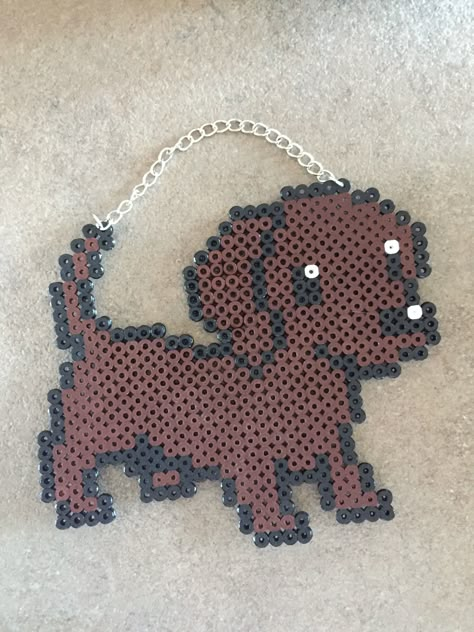 Pyssla “bassotto” Black Lab Perler Beads, Melt Beads Patterns, Hamma Beads Ideas, Easy Perler Bead Patterns, 3d Perler Bead, Diy Perler Bead Crafts, Melty Beads, Hama Beads Patterns, Diy Perler Beads