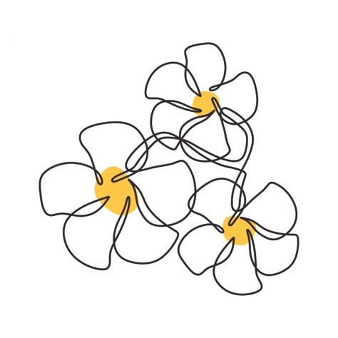 Balinese Flower Tattoo, Flowers Minimalist Drawing, Flower Minimalist Drawing, Yellow And White Aesthetic, White Flowers Drawing, One Line Flower Drawing, White Flower Drawing, One Line Flower, Yellow Drawing