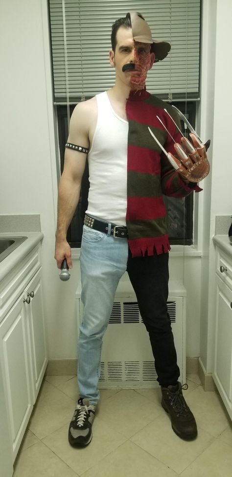 My Freddie Mercury/Freddy Krueger mashup costume - Album on Imgur Scariest Halloween Costumes Ever, Freddy Costume, Freddy Krueger Costume, Freddy Mercury, The Jetsons, Danny Devito, Scary Halloween Costumes, Scary Costumes, Sweeney Todd