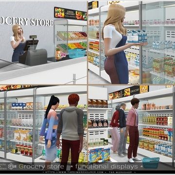 Sims 4 Mods Groceries, Ts4 Grocery Store, Sims 4 Cc Grocery Store Mod, Sims 4 Store Mod, Sims Store Build, The Sims 4 Grocery Store Cc, Sims4 Grocery Store, Sims Grocery Store, Sims 4 Functional Stores