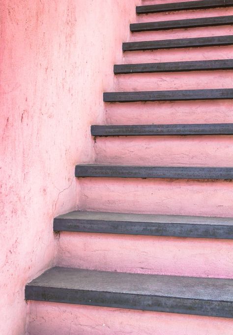 Pink stairs Pink Stairs, Screed Floors, Honeymoon Hotel, Concrete Stairs, Architecture Background, Honeymoon Hotels, Painted Stairs, Pink Art Print, Wooden Stairs