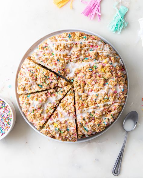 Funfetti Coffee Cake — Style Sweet Birthday Coffee Cake, Sprinkle Desserts, Snack Cake Recipes, Funfetti Desserts, Funfetti Recipes, Cake With Buttercream Frosting, Funfetti Cupcakes, Birthday Sweets, Birthday Dessert