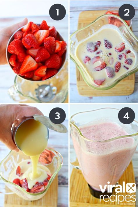 TikTok Agua Fresca de Fresa Con Leche | Viral Recipes Strawberry Crema Fresca, Creamy Strawberry Agua Fresca Recipe, Strawberry Aqua Fresca Recipe, Strawberry Fresca Crema, Fresca Con Crema Recipe, Strawberry Aqua Fresca, Agua Fresca Strawberry, Strawberry Fresca, La Lechera Recipes