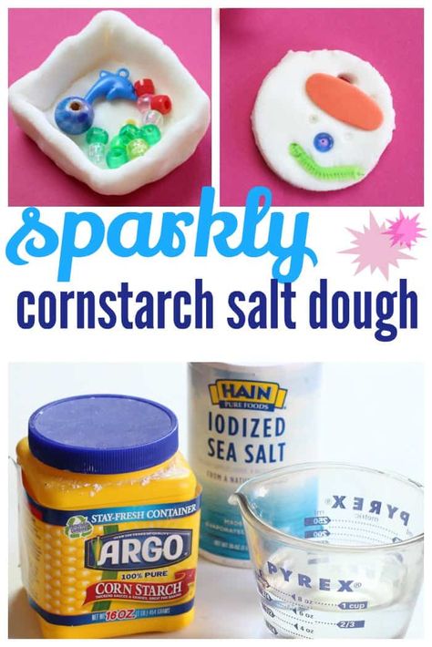 Sparkly Cornstarch Salt Clay - Coffee Cups and Crayons Cornstarch Dough, Salt Clay, Salt Container, Raspberry Leaf Tea, Playdough Recipe, Recipe Girl, Pureed Food Recipes, Clay Food, Salt Dough