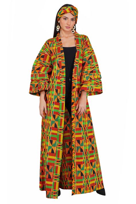 Ankara Kimono Dress, African Print Coat, Long Kimono Jacket, Kente Print, Tail Dress, Long Coat Jacket, Jumpsuit Chic, Ankara Dress, Long Kimono