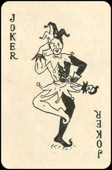 Vintage Joker Card, Joker Card Aesthetic, Joker Playing Card Tattoo, Playing Card Tattoo Ideas, Jester Card, Jester Aesthetic, The Joker Card, Card Tattoo Ideas, Playing Card Tattoo