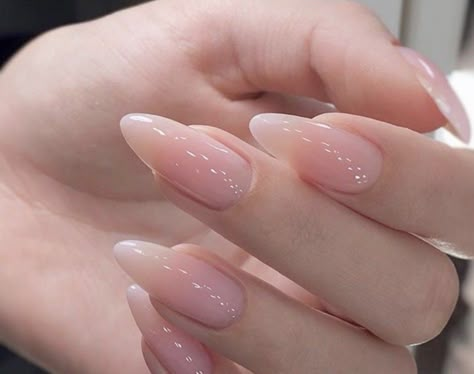 Pink Clear Nails, Soft Pink Nails, Long Almond Nails, Clear Acrylic Nails, Long Almond, Glitter Nails Acrylic, Pink Gel Nails, Casual Nails, Blush Nails