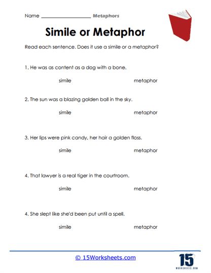 Metaphor Worksheet, Holiday Science, Similes And Metaphors, Kindergarten Social Studies, Newspaper Template, Paper Towns, Literary Analysis, Reading At Home, Vocabulary Worksheets