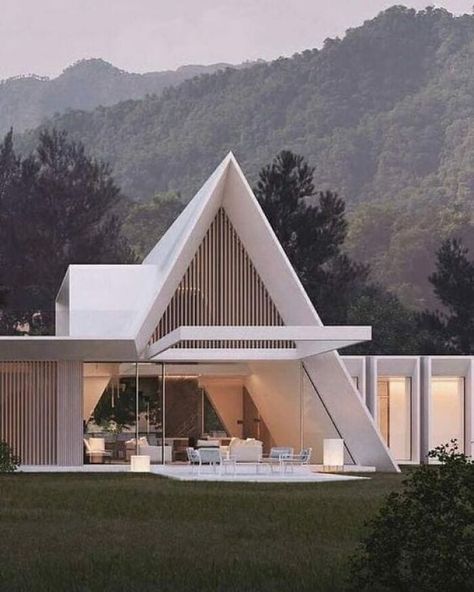 Triangle House, Modern Architecture Design, A Frame House Plans, Architecture Model House, A Frame House, Village House Design, Modern Architecture House, House Architecture Design, Prefab Homes