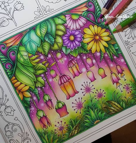 Coloring Books Aesthetic, Magical Jungle Johanna Basford, Joanna Basford Coloring, Secret Garden Coloring Book, Enchanted Forest Coloring, World Of Flowers, Joanna Basford, Desain Buklet, New Flowers